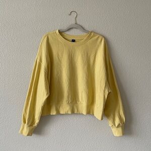 Old Navy Crop Sweatshirt Washed Look Cropped Yellow